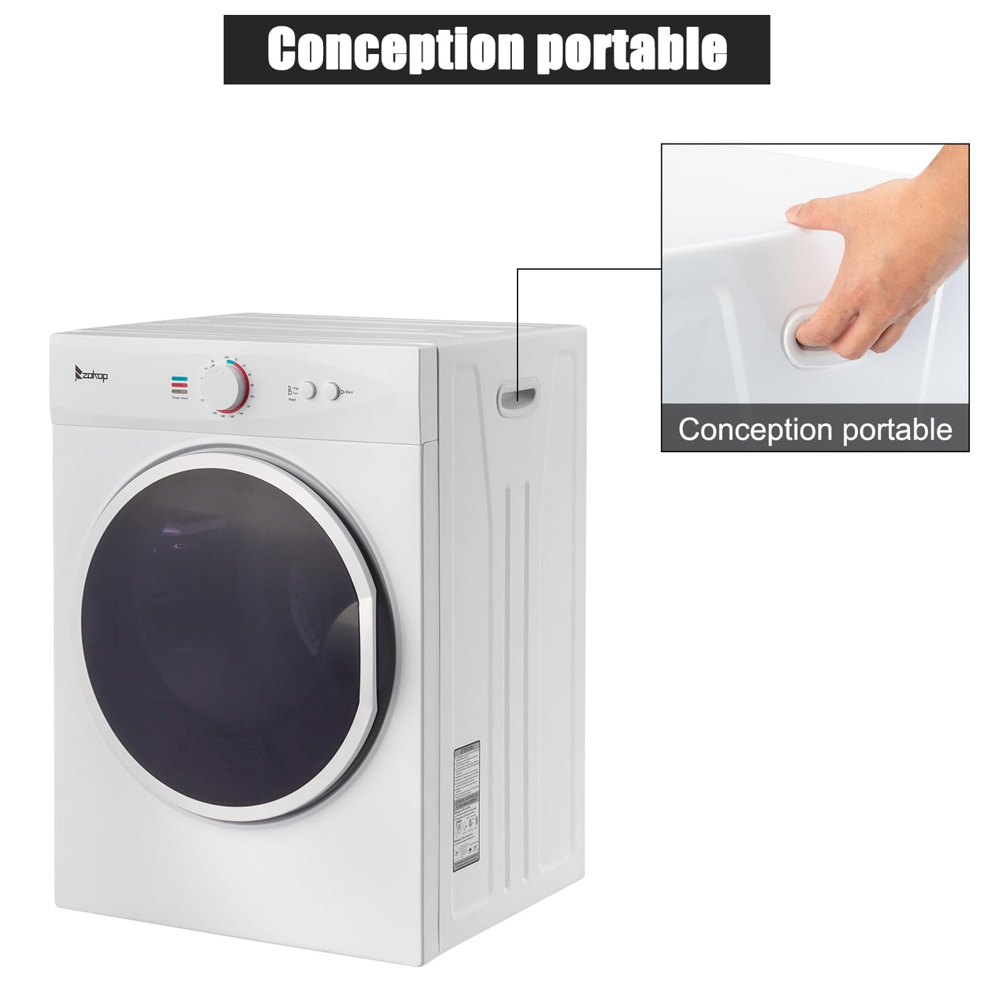 LEADZM Wäschetrockner, Wäschetrockner, kompakt, 1020 W, 3 kg, mit Anzeige für verschiedene Trocknungsmodi, tragbarer Trockner für Wohnungen, Haus, Schlafsaal