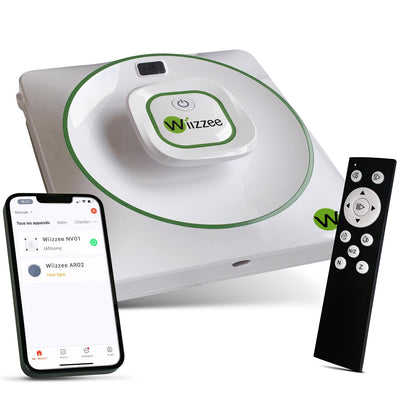 Wiizzee Fensterputzroboter NV01, Schlank, leise, 3 Reinigungsmodi (N / Z / NZ), Steuerungsmethode App, Ferngesteuert, Weiß