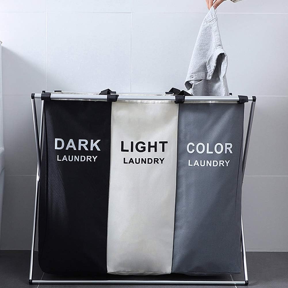 UHAPEER Wäschekorb 3 Fächer Große Faltbare Schmutziger Korb Wasserdicht WÄschesammler Platz Kleidung Klassifizierung Hell/Dunkel/Gefärbt (68 * 38 * 60cm, 3 Fächer)