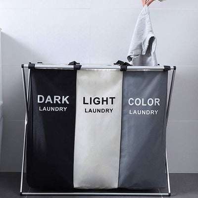 UHAPEER Wäschekorb 3 Fächer Große Faltbare Schmutziger Korb Wasserdicht WÄschesammler Platz Kleidung Klassifizierung Hell/Dunkel/Gefärbt (68 * 38 * 60cm, 3 Fächer)