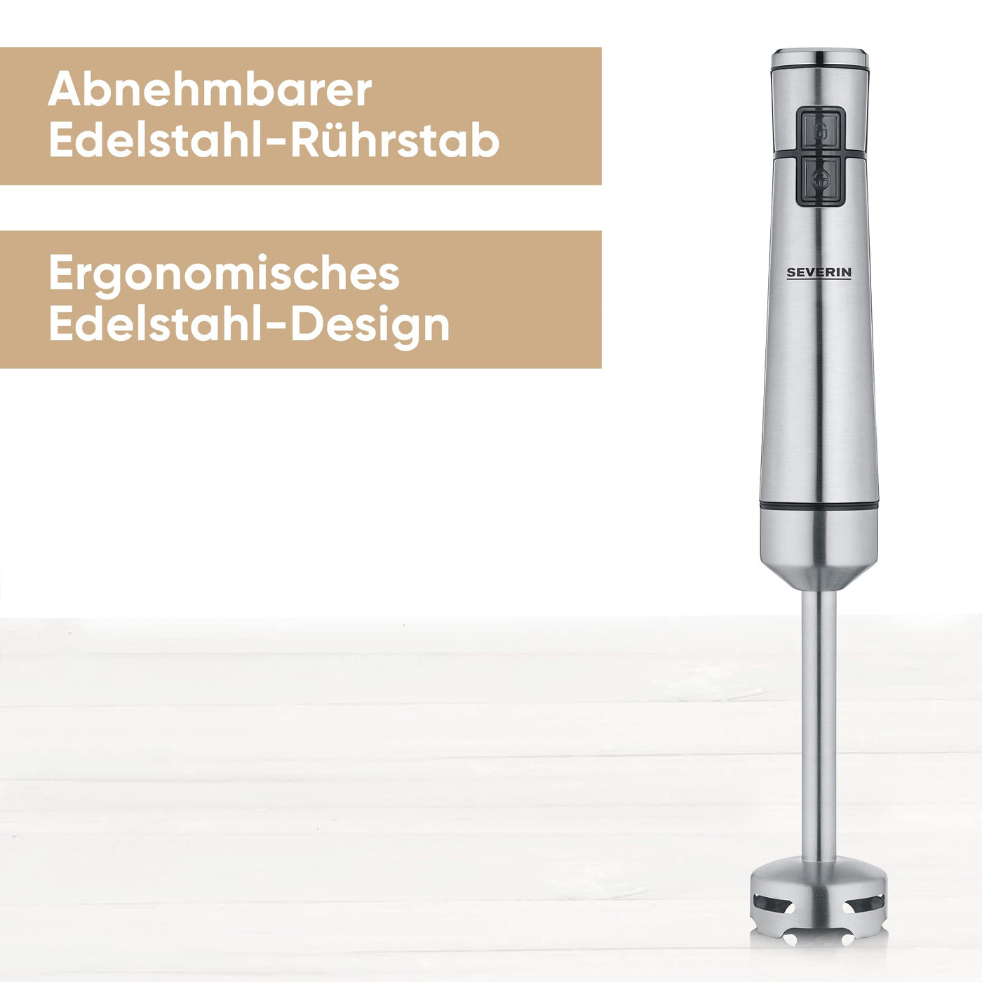 SEVERIN Kabelloser Stabmixer mit Premium-Set, abnehmbarer Mixstab, mit Pürierstab, Multizerkleinerer, Mixbehälter, Kartoffelstampfer & Schneebesen, schwarz/Edelstahl-gebürstet, SM 3775