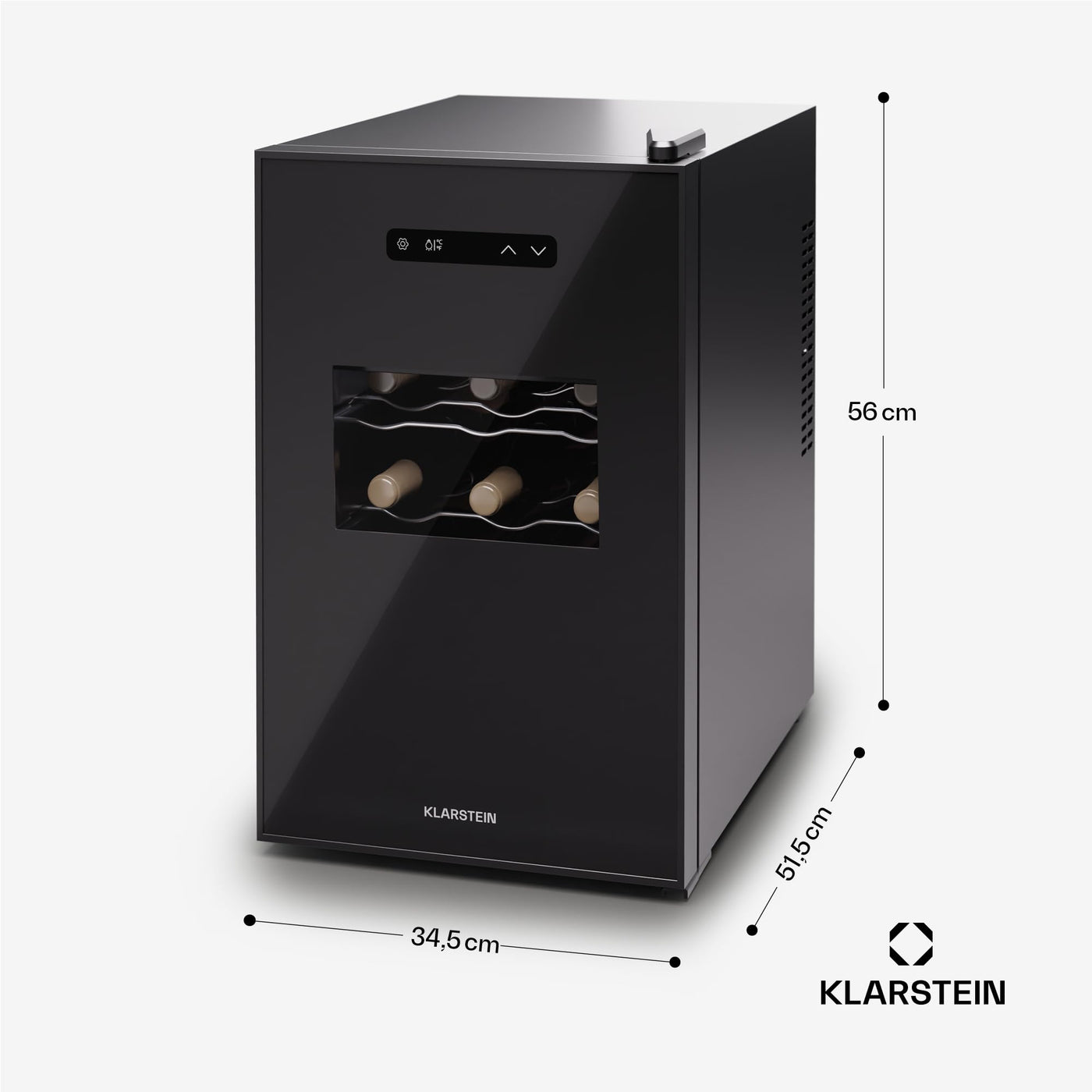 Klarstein Freistehender Weinkühlschrank 1 Zone, Getränkekühlschrank Klein, Kleiner Weinschrank, Wein-Kühlschrank Klein mit Glastür, Indoor/Outdoor Flaschenkühlschrank, Wine Fridge, 15 Flaschen