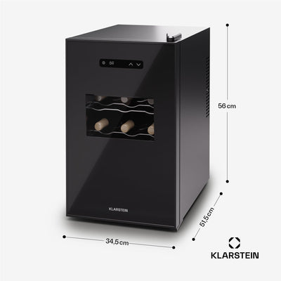 Klarstein Freistehender Weinkühlschrank 1 Zone, Getränkekühlschrank Klein, Kleiner Weinschrank, Wein-Kühlschrank Klein mit Glastür, Indoor/Outdoor Flaschenkühlschrank, Wine Fridge, 15 Flaschen