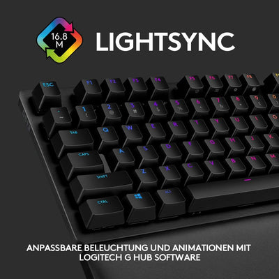 Logitech G513 mechanische Gaming-Tastatur, GX Brown Taktile Switches, RGB-Beleuchtung, USB-Durchschleife, Handballenauflage mit Memory Foam, Aluminium-Gehäuse, Deutsches QWERTZ-Layout - Carbon/Schwarz