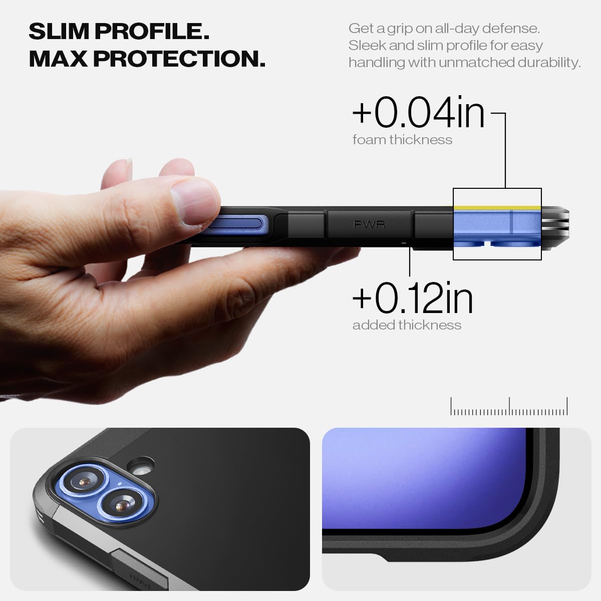 Spigen Tough Armor (AI) Hülle Kompatibel mit iPhone 16 -Schwarz