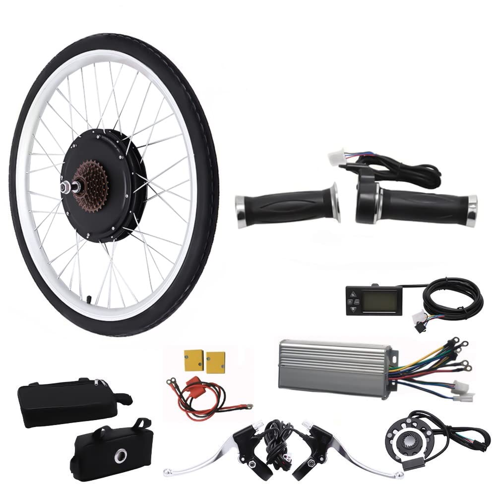 WSIKGHU E-Bike Umbausatz 26 Zoll E-Bike Umbausatz 48V 1000W Ebike Hinterrad Umbausatz Kit Elektrofahrrad Umbausatz 26” Ebike Conversion Kit Mit LCD-Display
