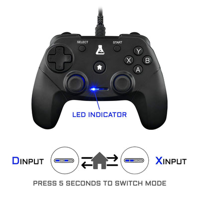 THE G-LAB K-Pad THORIUM - Gaming-Controller PC & PS3 USB mit integrierter Vibration, Gamepad-Game-Controller-Kabel verbunden - Joystick für PC Windows 10-11, PS3 (Mit Kabel)