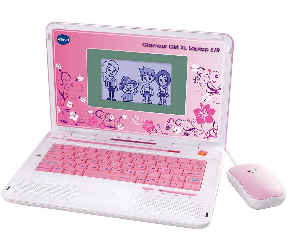 Vtech Glamour Girl XL Laptop E/R - Lerncomputer mit 240 Lernspielen zum Lernen von Fremdsprachen, Mathematik, Wissenschaften u. v. m. - Für Kinder von 7-9 Jahren