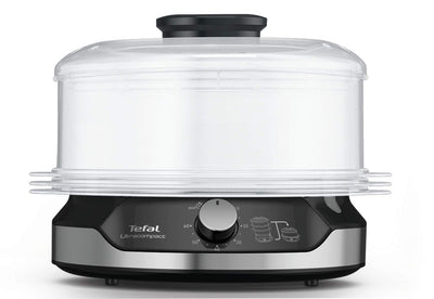 Tefal VC2048 Ultracompact Dampfgarer | Stapelbares Aufbewahrungssystem | Gesundes Kochen | 3 BPA-Freie Aufsätze | 60-Minuten-Timer | Auffüllen Beim Garen | 9-L-Kapazität | Inkl. Reis-Einsatz | 800 W