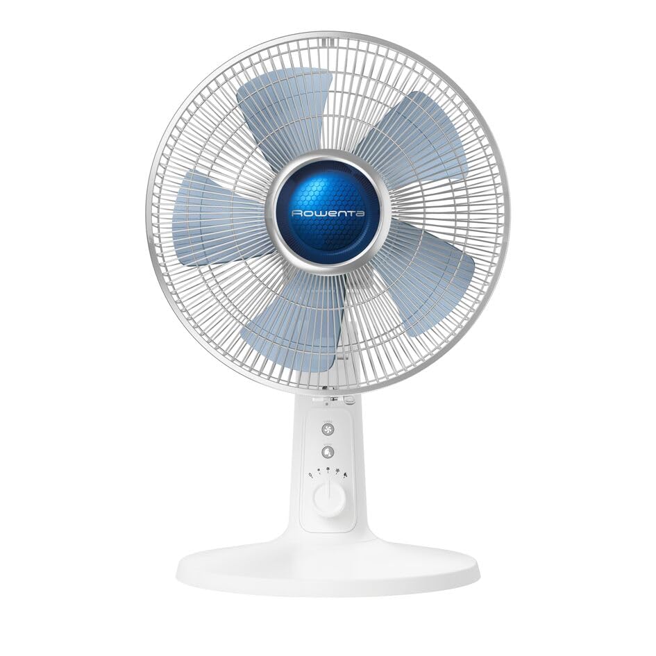 Rowenta VU2730 Turbo Silence Extreme+ Tischventilator | sehr leise und leistungsstark | 4 Geschwindigkeiten | Stille-Nacht-Modus | Turbo Boost | Automatische Oszillation | Weiß