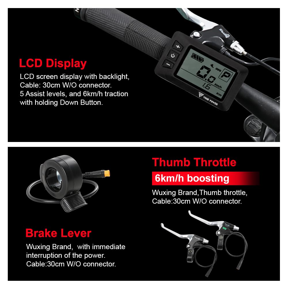 SEASON 26''/ 28''(700C) E-Bike Umbausatz 36V 250W Frontmotor mit 36V Akku, für Vorderrad, mit integriertem Controller und Ladegerät (26'' Kit+36V18Ah Akku)