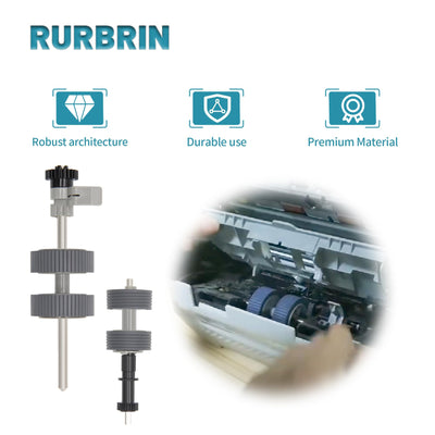 RURBRIN PA03540-0001 PA03540-0002 Bremswalze Pick Roller mit Schaft Scanner Teil passend für Fujitsu Fi-6130