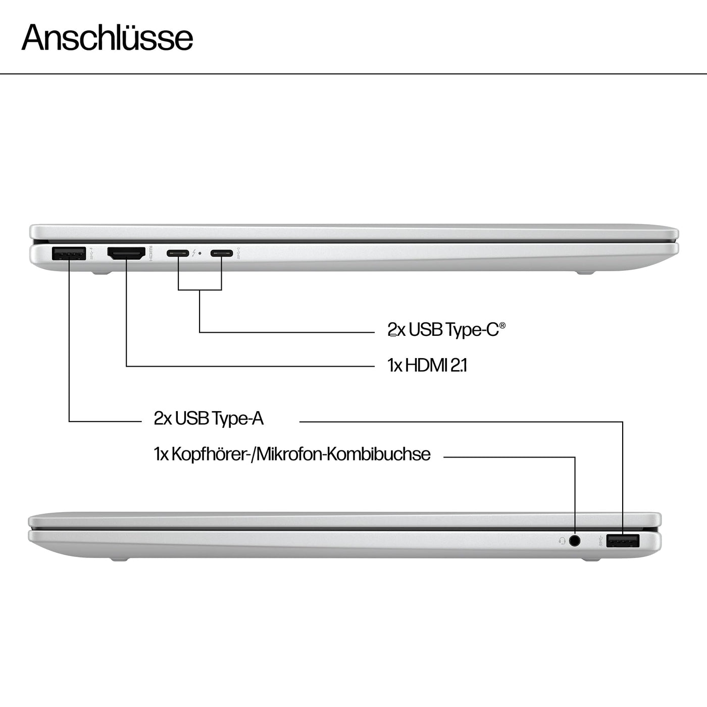HP Envy x360 2-in1 Convertible Laptop PC | AMD Ryzen 5 8640HS | KI optimiert | 16” WUXGA Touchscreen | 16GB RAM | 512GB SSD | AMD Radeon-Grafikeinheit | Windows 11 Home | QWERTZ Copilot Key | Silber