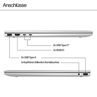 HP Envy x360 2-in1 Convertible Laptop PC | AMD Ryzen 5 8640HS | KI optimiert | 16” WUXGA Touchscreen | 16GB RAM | 512GB SSD | AMD Radeon-Grafikeinheit | Windows 11 Home | QWERTZ Copilot Key | Silber