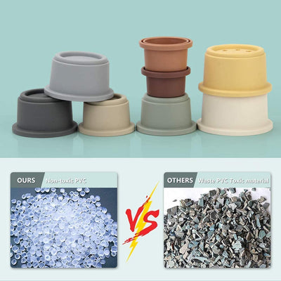 Mini Tudou 8 Stück Stapelbecher, Schichtenspielzeug, Baby Badespielzeug& Spielzeug Bauen für die frühe pädagogische Entwicklung Bestes Lernspielzeug Geschenk für 6 Monate + Jungen & Mädchen