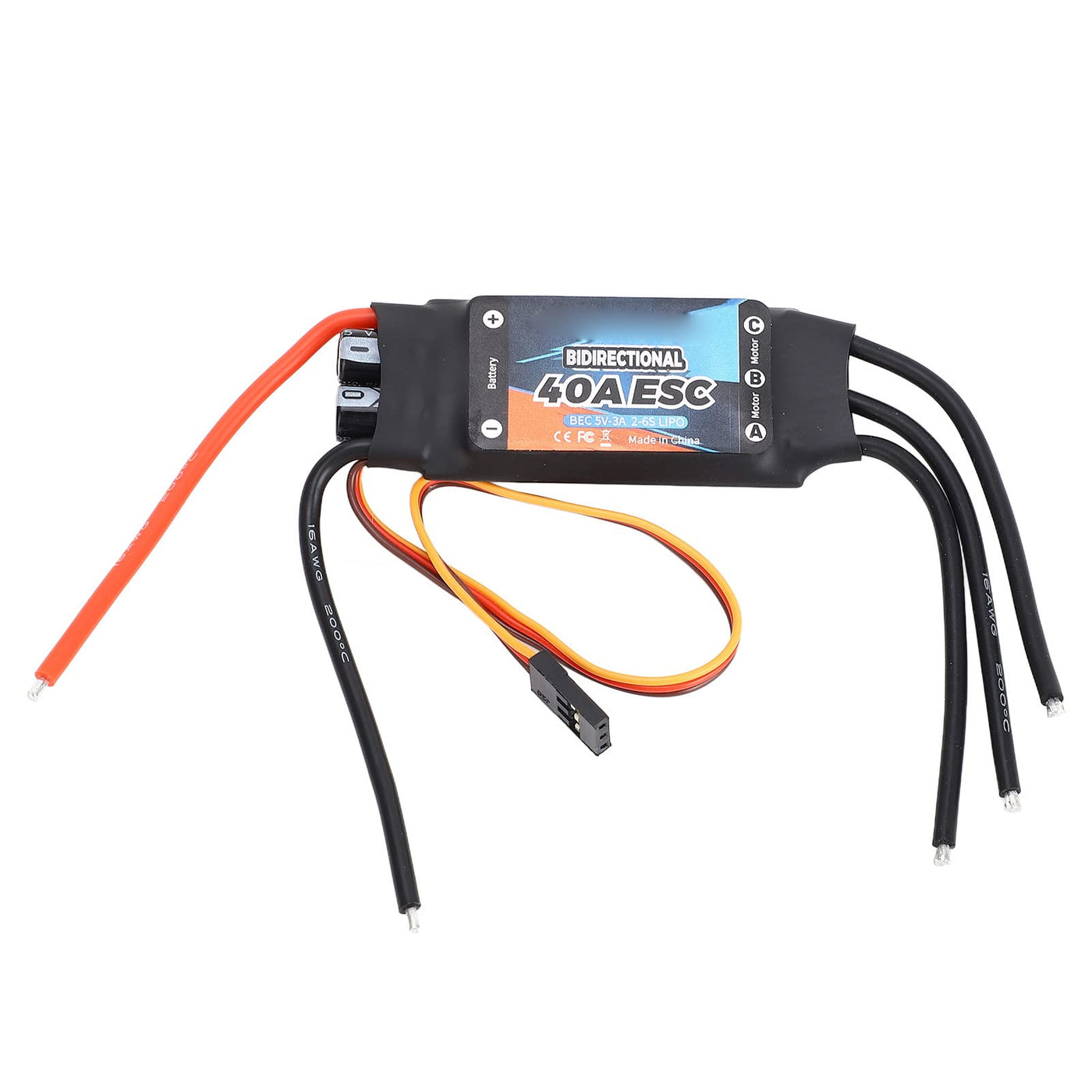 SUNGOOYUE 40A Bidirektionaler Bürstenloser ESC, 2‑6S Elektrischer Geschwindigkeitsregler für RC-Car-Boote