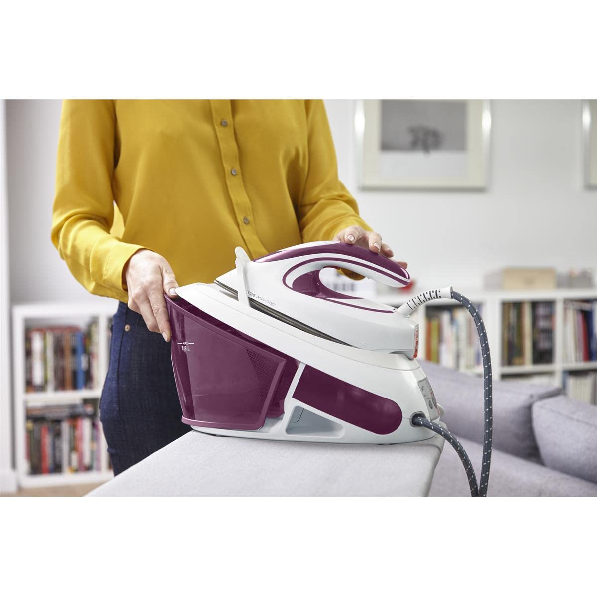 Tefal SV8054 Express Anti-Kalk Dampfbügelstation | 2800W | 6,5-Bar | Anti-Kalk-Kollektor | Optimale Dampf-/Temperaturkombination für alle Stoffarten | Automatische Abschaltung | 1.8 L | 35x21x24cm
