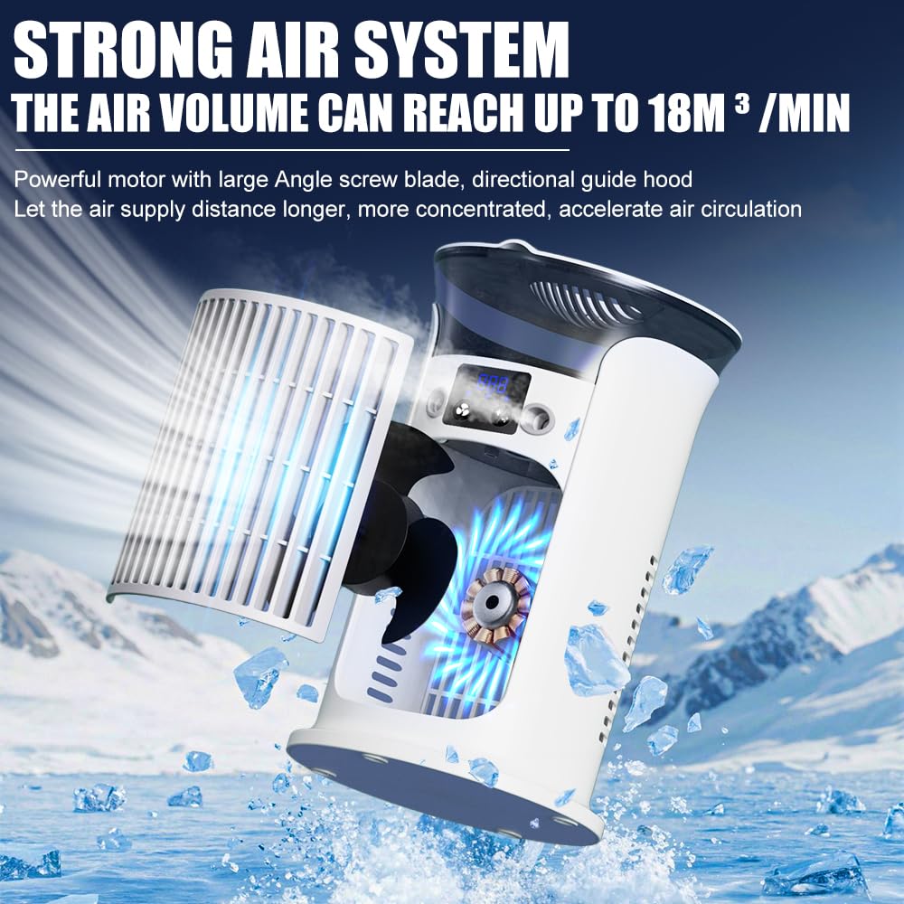 Mobile Klimaanlage Mini Klimagerät, Luftkühler mit 800ml Wassetank Verdunstungskühlung, Kleine Klimaanlage, Air Conditioner Portable, Mobile Klimagerät ohne Abluftschlauch Leise (Weiß)