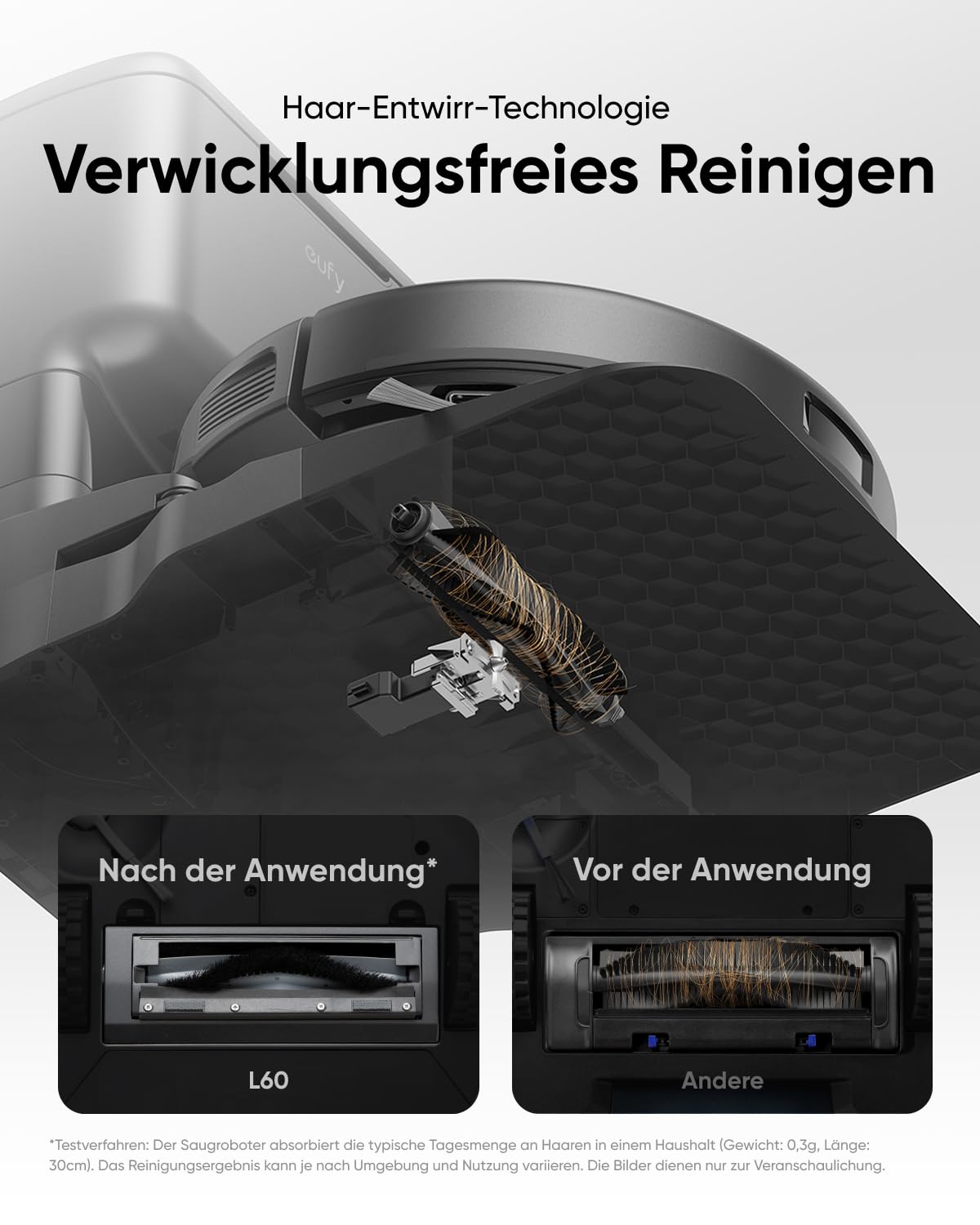 eufy L60 Saugroboter mit Absaugstation und Wischfunktion, 5.000Pa Saugkraft, Anti-Haar-Verwicklung, Absaugstation 60 Tage ohne Leeren, iPath-Laser-Navigation, für Hartböden