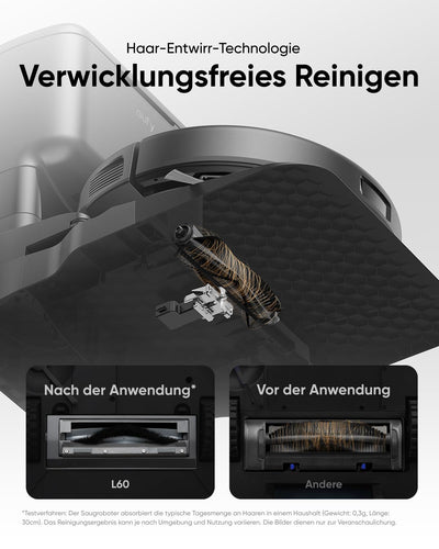 eufy L60 Saugroboter mit Absaugstation und Wischfunktion, 5.000Pa Saugkraft, Anti-Haar-Verwicklung, Absaugstation 60 Tage ohne Leeren, iPath-Laser-Navigation, für Hartböden