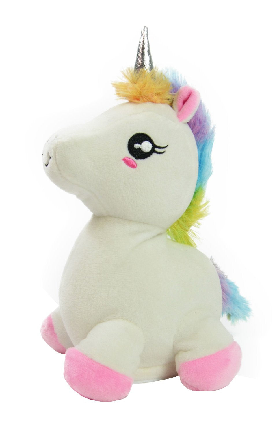 Kögler 75662 - Labertier Einhorn Snowflake, ca. 27 cm groß, nachsprechendes Plüschtier mit Wiedergabefunktion, plappert alles witzig nach und bewegt sich, batteriebetrieben