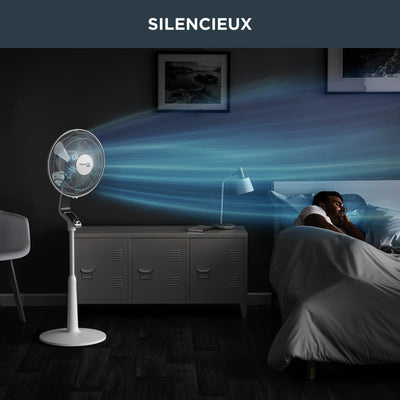 Rowenta VU5640 Standventilator Turbo Silence Extreme | 4 Geschwindigkeitsstufen | Nachtmodus | Turbostufe | Automatische Oszillation | Bis zu 80 m³/Min. Luftzirkulation, Grau/Antrazit/Weiß