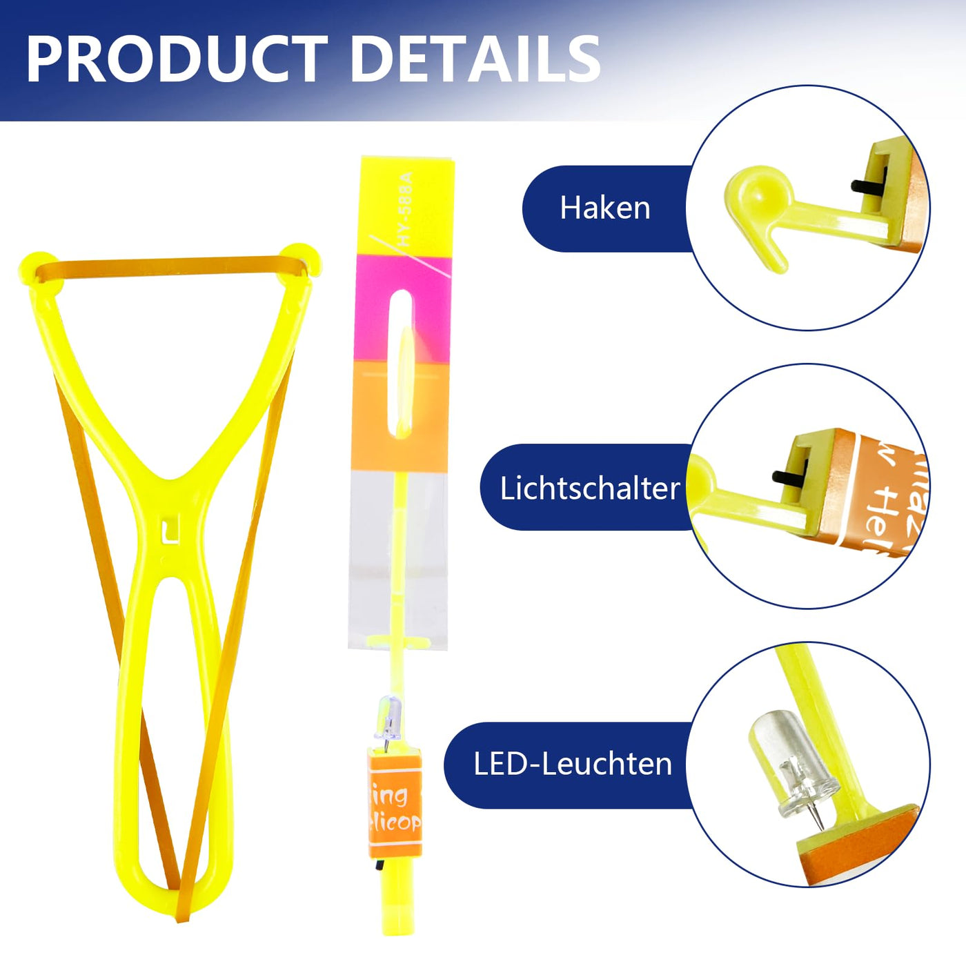 Moocuca Kindergeburtstag Party Fly Leuchtspielzeug, 20 Pcs Led Licht Nacht Hubschrauber, Led Licht Nacht Hubschrauber, Leuchtspielzeug Steinschleuder