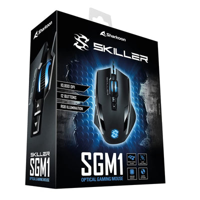Sharkoon Skiller SGM1 Gaming Maus mit Makrotasten (10800 DPI, RGB-Beleuchtung, 12 Tasten, Weight-Tuning-System und Software) schwarz