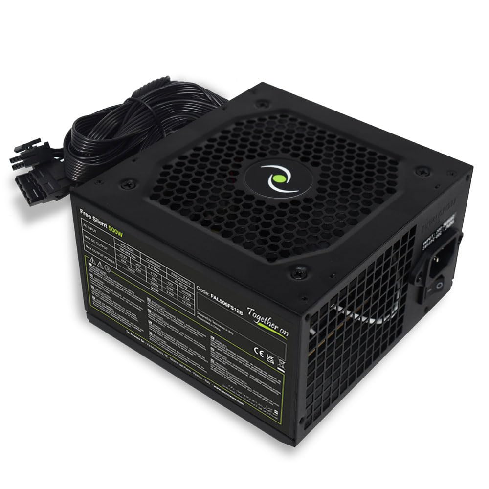 Tecnoware Power Systems - ATX-Netzteil 500, Ultrasilent 12 cm Lüfter, Überspannungsschutz, 2x SATA, 1x 24-polig, 1x 12V 4+4-polig, 2x Molex, schwarz, Größe 500 | Kompatibel mit ATX 12V v.2.01