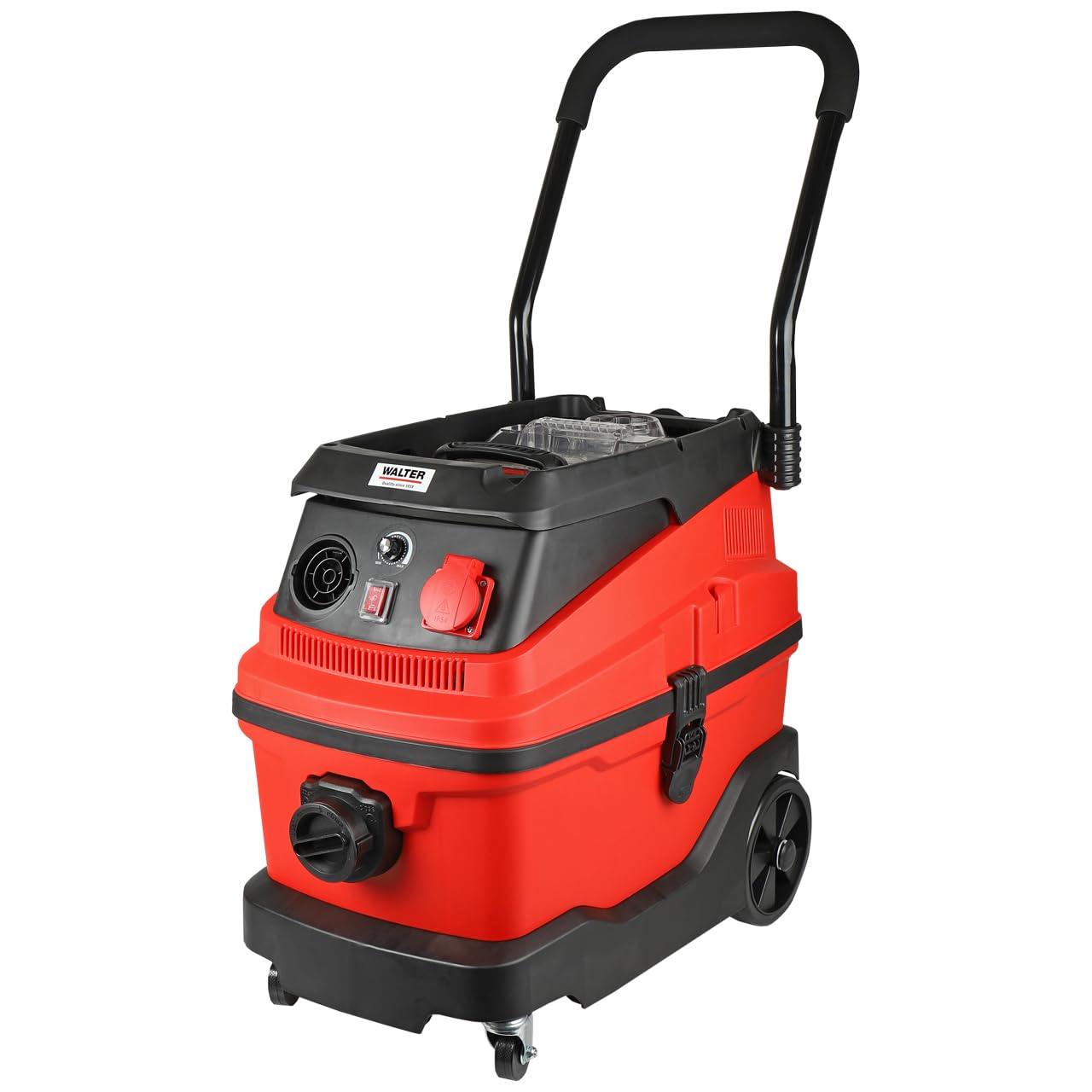 WALTER Industriestaubsauger 3-in-1 mit Wasserfilter, 1600 W, 230 V, Nass- & Trockensauger, mit Steckdose für Synchronbetrieb, Starke Saugleistung bis zu 18 KPa, inkl. umfangreichen Zubehör-Set