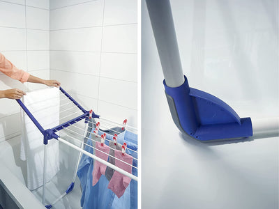 Leifheit Standtrockner Pegasus 120 Solid Compact, standfester Badewannentrockner mit Flügeln, platzsparendes Trocknen in der Badewanne, sehr kleiner Flügelwäschetrockner für Single Haushalte