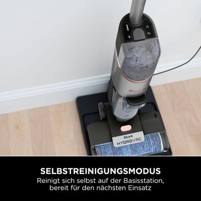 Shark HydroVac Kabelloser Hartbodenreiniger mit antimikrobieller Bürstenrolle, Mehrzwecklösung geruchsneutralisierend, selbstreinigender Bodenreiniger, saugt & wischt, Grau WD210EU