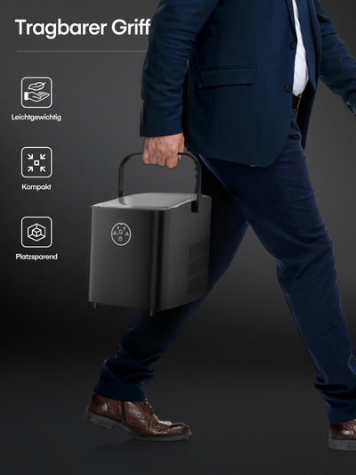 FOHERE Eiswürfelmaschine 14kg 24 Stunden, Eiswürfel in 5 Min, 2 Größen von Bullet Ice, Selbstreinigender Eiswürfelbereiter mit Griff, Eisschaufel u. Korb, Ice Maker für Party Büro RV (Off-white)