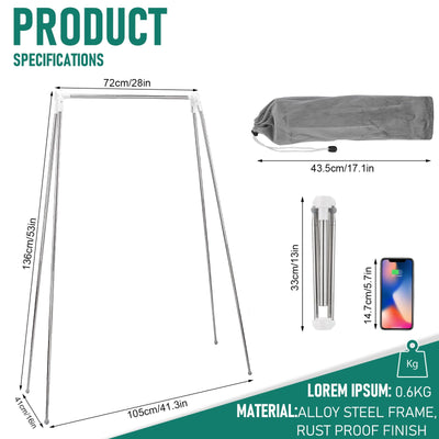 Idong Tragbarer Wäscheständer aus Edelstahl, 32-73 cm einziehbarer faltbar Wäscheständer für Camping, Reisen, Outdoor, Wäscherei zu Hause usw. EIN zusammenklappbarer Mini-Reisekleiderständer