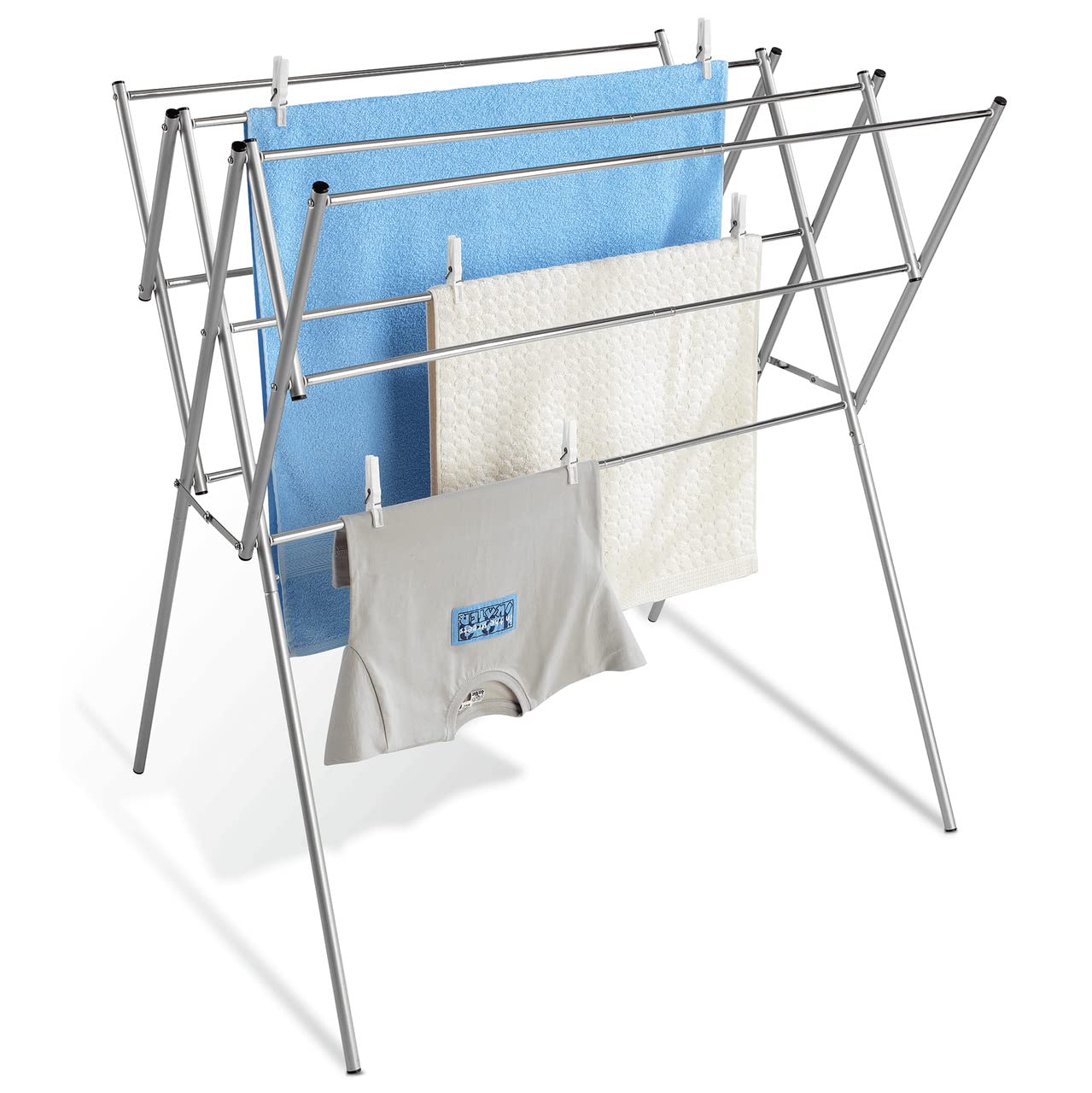 Maximex Teleskop-Wäschetrockner Edelstahl, rostfrei, von 54 bis 92cm ausziehbar, die Gesamttrockenlänge beträgt 7,78 m, standfeste Ausführung, aus rostfreiem Edelstahl