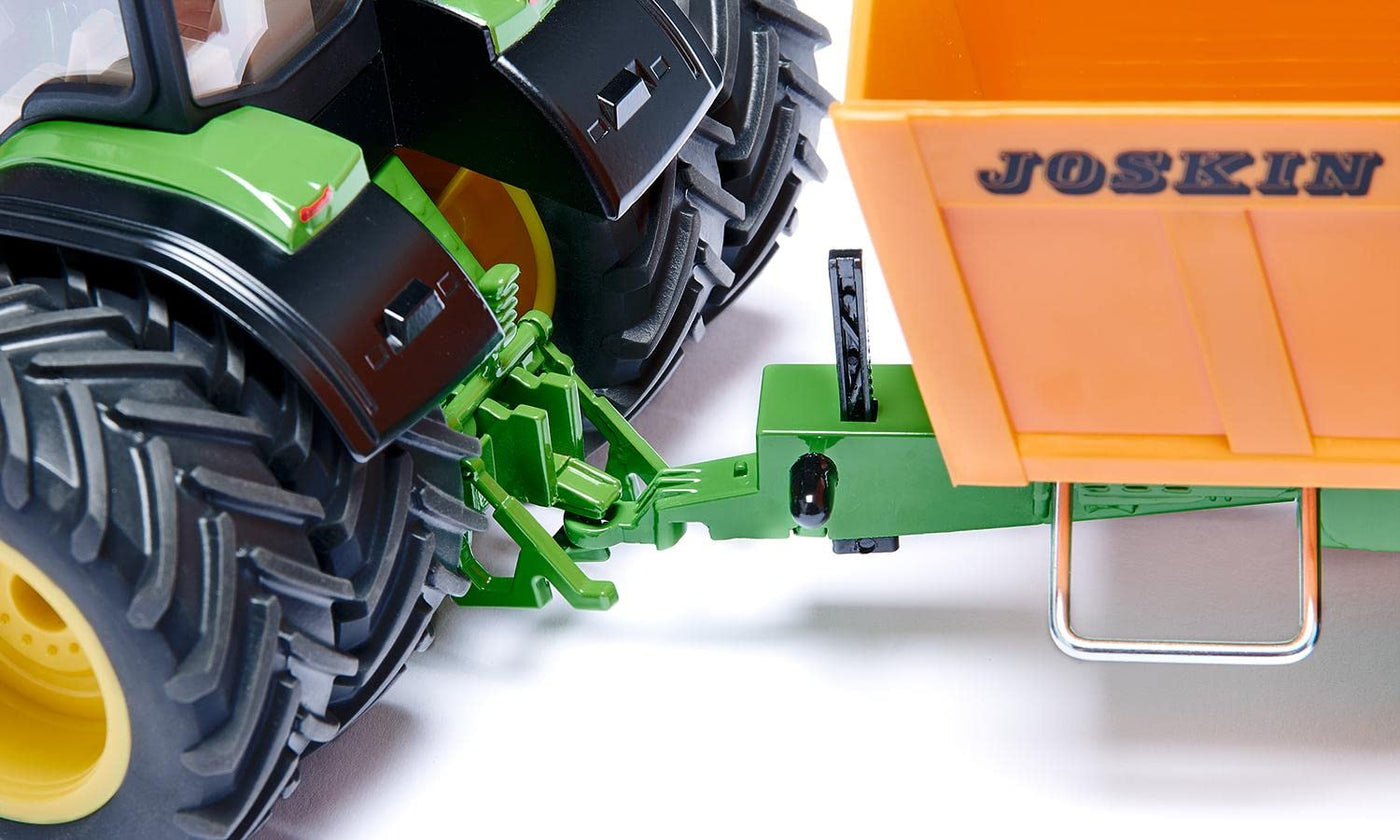 siku 3292, John Deere 8R 410 mit Doppelbereifung, Spielzeug-Traktor, 1:32, Metall/Kunststoff, Grün, Abnehmbares Frontgewicht, Achsschenkellenkung, Abnehmbare Kabine, Front- und Heckkupplung