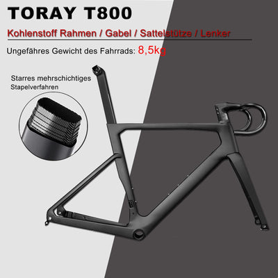 KABON Rennrad Carbon, Rennrad Herren 700c Rahmen,Gabel und Sattelstütze Lenker mit Shimano 105 R7000 22 Gänge Fahrrad Carbon rennrad für Herren Damen (Grau, 50cm)