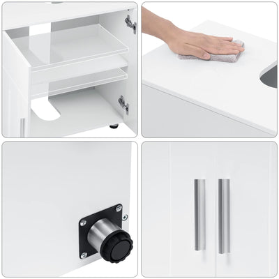 EUGAD Waschbeckenunterschrank,Unterschrank, Waschtischunterschrank, Badezimmerschrank mit 2 Türen,Verstellbarer Trennwand, Metallscharnieren, Landhausstil Weiß 60x60x30 cm