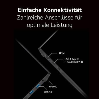 2024 LG gram Pro 16 Zoll Notebook - 1199g Intel Core Ultra7 Laptop (32GB RAM, 2TB Dual SSD, 24,5h Akkulaufzeit, IPS Panel Anti-Glare Display, Win 11 Pro) - Schwarz