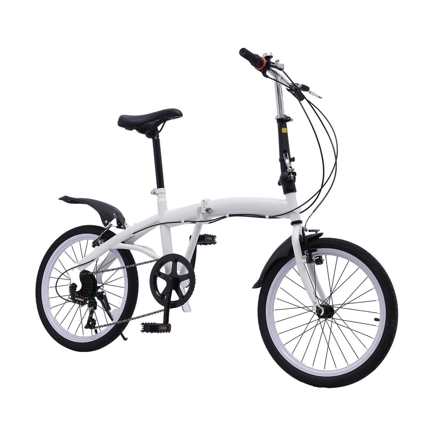 SABUIDDS 20 Zoll Faltrad mit 6 Gang-Schaltung und Quick-Fold-System Klapprad für Erwachsene von 135 cm-180 cm Klappfahrrad Folding City Bike für Sport Outdoor Radfahren und Camping, Weiß