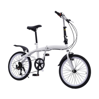 SABUIDDS 20 Zoll Faltrad mit 6 Gang-Schaltung und Quick-Fold-System Klapprad für Erwachsene von 135 cm-180 cm Klappfahrrad Folding City Bike für Sport Outdoor Radfahren und Camping, Weiß