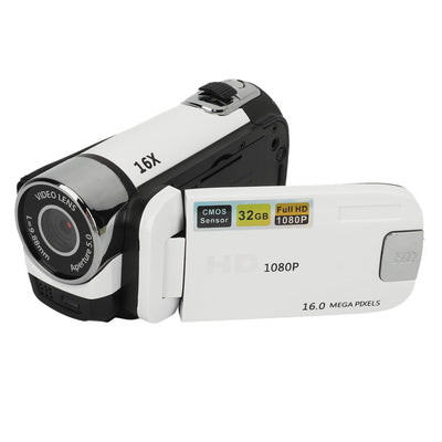 ASHATA D90 Videokamera Camcorder, 1080P 16 MP Digitalkamera Recorder, 2,4 Zoll Drehbarer Bildschirm, 16 facher Digitalzoom Camcorder Kamera mit Fülllicht (White)