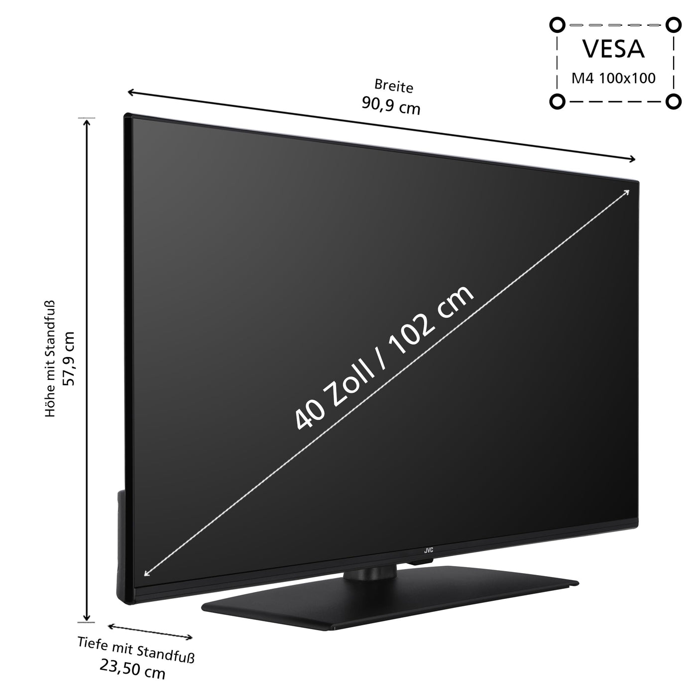JVC 40 Zoll Fernseher LT-40VF4455 Full HD Fernseher mit 102 cm Bildschirmdiagonale und integriertem Triple-Tuner, LED TV schwarz