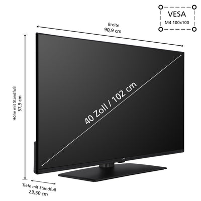 JVC 40 Zoll Fernseher LT-40VF4455 Full HD Fernseher mit 102 cm Bildschirmdiagonale und integriertem Triple-Tuner, LED TV schwarz