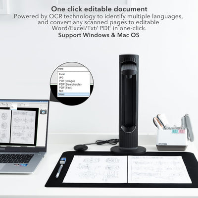 Savornest K2 Dokumentenscanner 23 MP: Automatisches Flachrechnen bis zum A3-Format Buchscanner OCR in Echtzeit für Windows Mac, SDK & Twain für Büros, Klassenzimmer und eBook