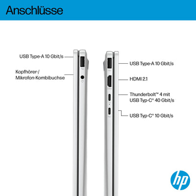 HP OmniBook X Flip 2in1 Next Gen AI Laptop | Intel Core Ultra 7 256V | dedizierte NPU für KI | 47 NPU Tops | Copilot+ PC | 14" 3K 2880x1800 OLED Touchscreen | 16GB | 1TB SSD | Win11 | QWERTZ | Silber