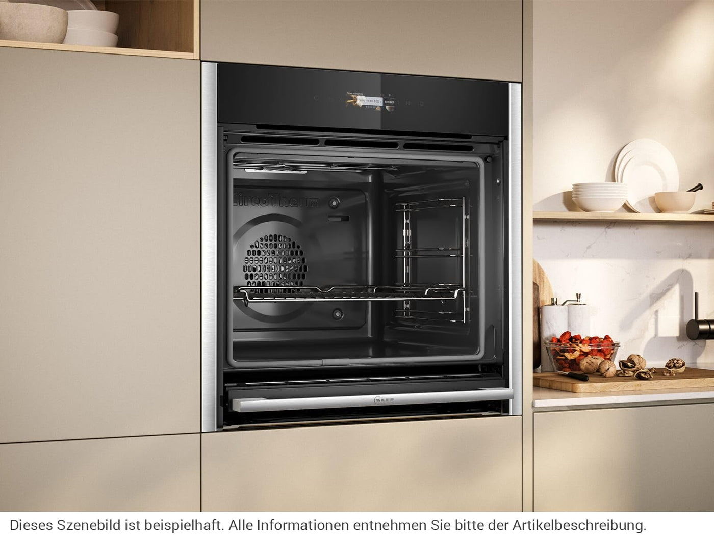 NEFF B54CR71N0, N 70, Smarter Einbau-Backofen, 60x60 cm, Made in Germany, Pyrolyse, Optimaler Zugriff mit Slide&Hide, Full Touch TFT-Display, Air Fry Funktion, Automatikprogramme, Soft Open, Edelstahl