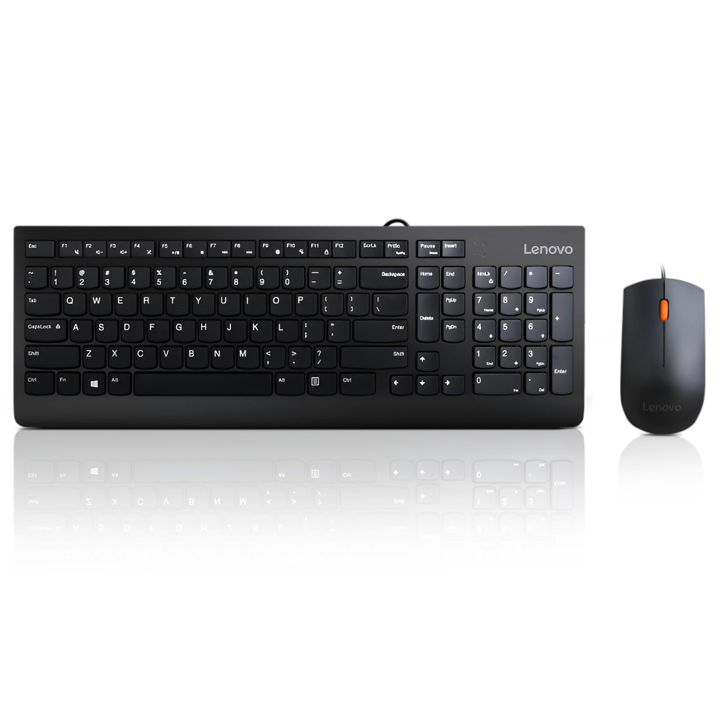 Lenovo 300 USB Combo, Full-Size Wired Tastatur & Maus, Ergonomische, Links- oder Rechtshänder, Optische Maus, GX30M39606, Schwarz