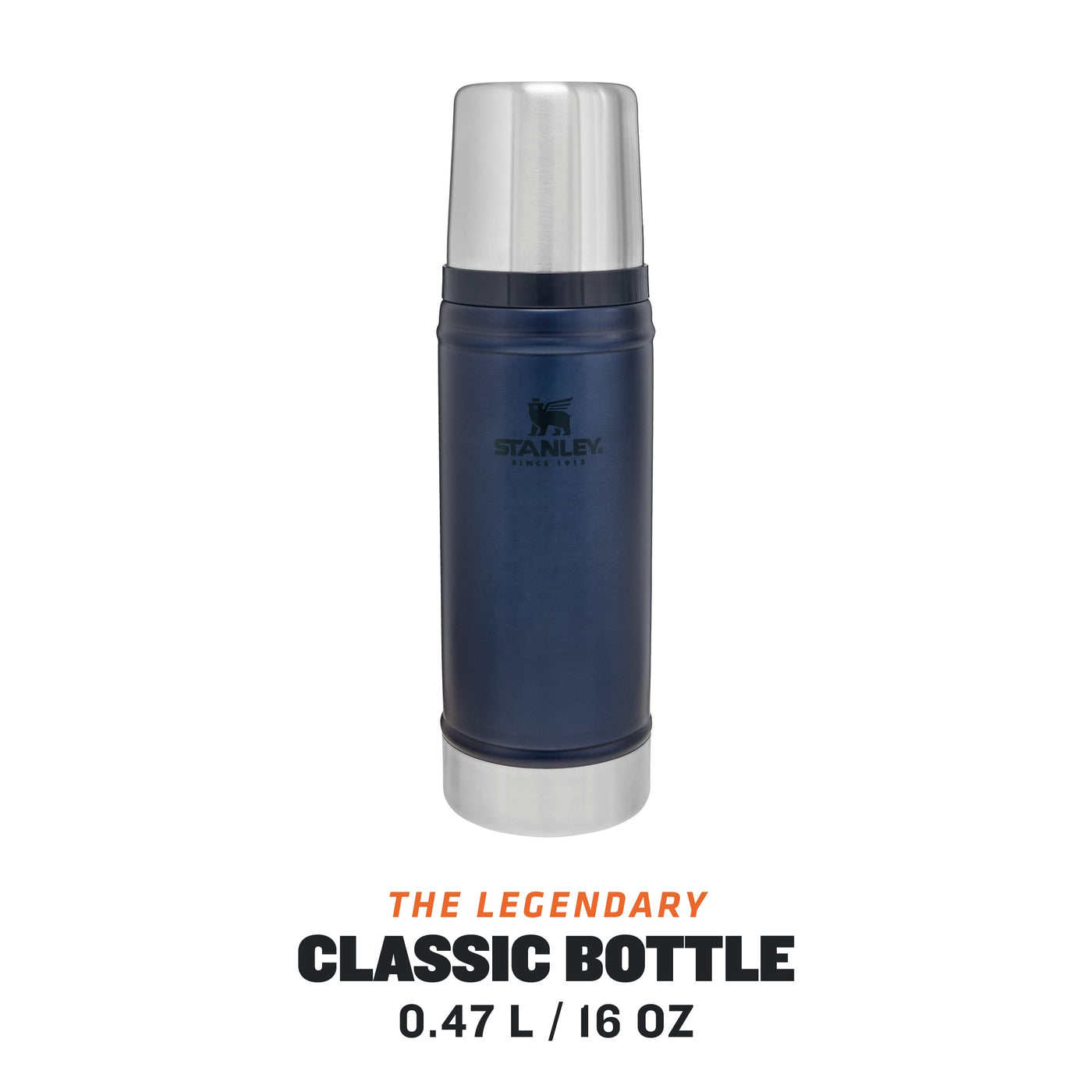 Stanley Classic Legendary Thermosflasche 473 ml - Thermos Hält 15 Stunden Heiß oder Kalt - Edelstahl Thermoskanne - BPA-Frei - Spülmaschinenfest - Nightfall
