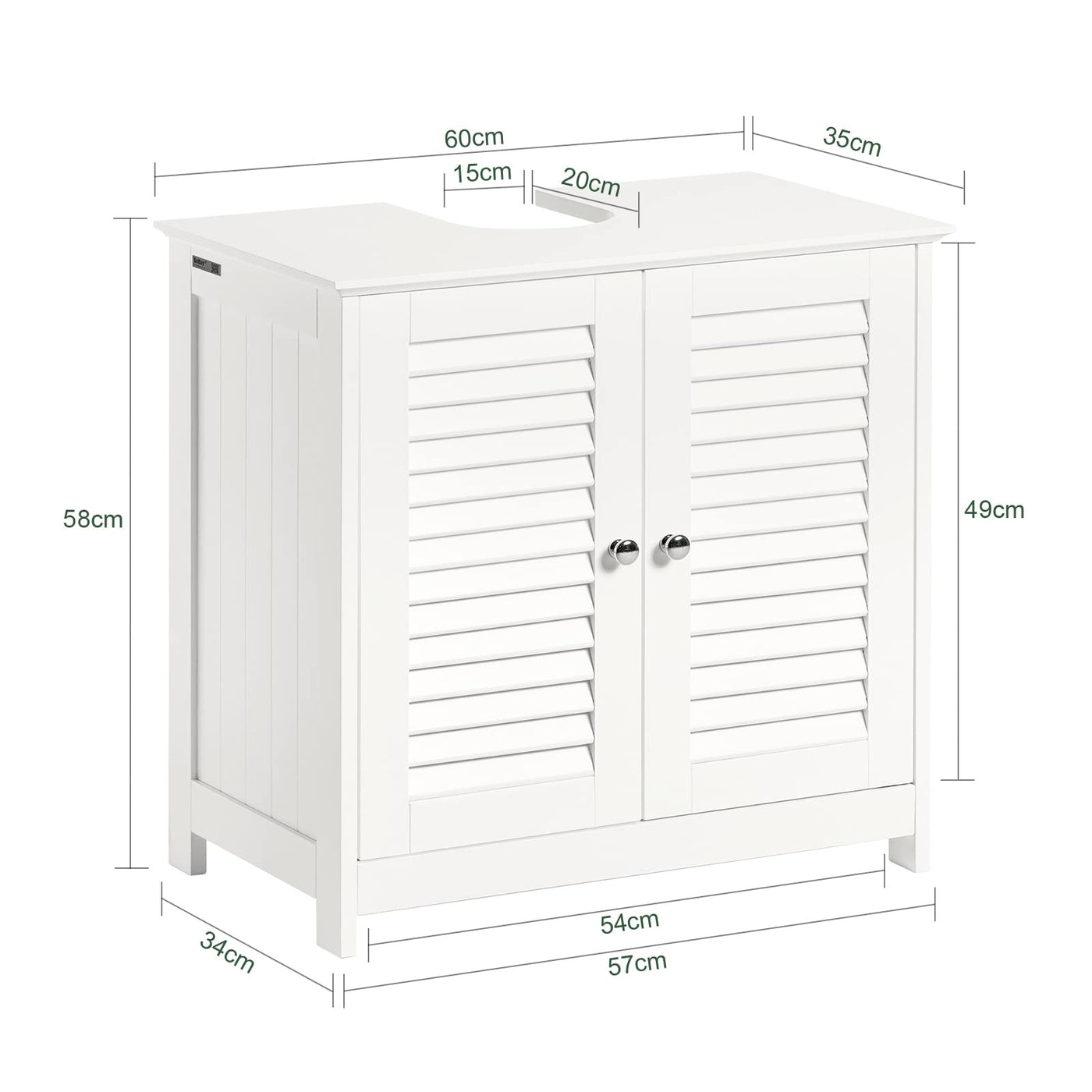 SoBuy® FRG237-W Waschbeckenunterschrank Badschrank Unterschrank Badmöbel in weiß BHT ca: 60x58x34cm